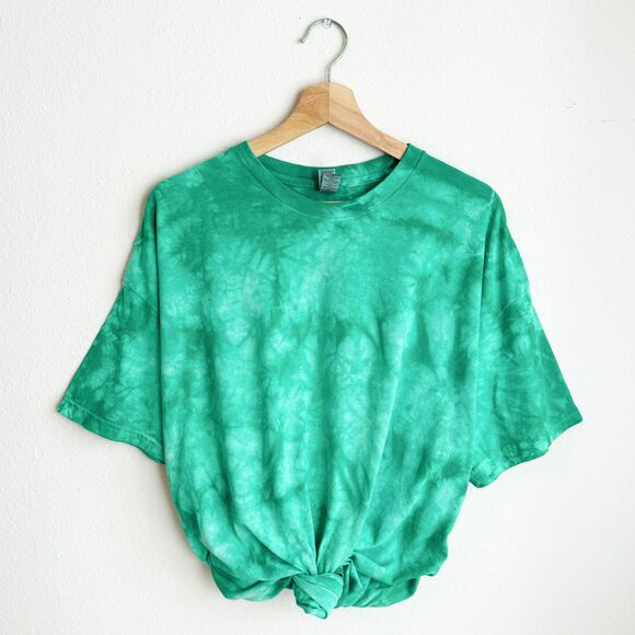 New Green Tie Dye Short Sleeve T Shirt Size 2XL Crewneck Casual Comfy Gildan Tee - Picture 2 of 7